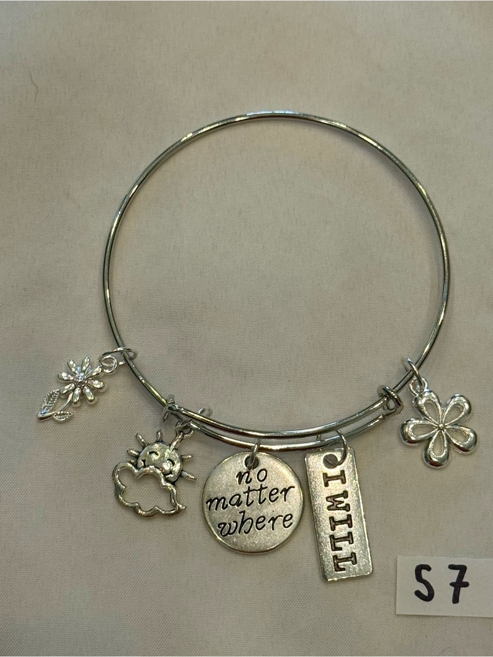 S7 Strength I Will Willpower Charm Bangle Bracelet - Picture 1 of 1